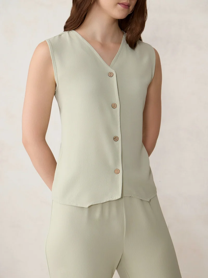 Outzidr Green Green Waist Coat Trouser Co-Ord Set for Women | Best Price UAE